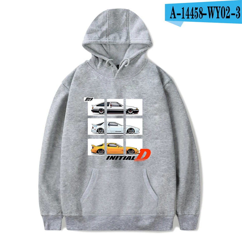 gray Толстовки с капюшоном Aikooki Initial D для мужчин/женщин, повседневные Мягкие, высокое качество, уличная одежда, начальная D Harajuku, хип-хоп, мужские и женские топы - Цвет: gray