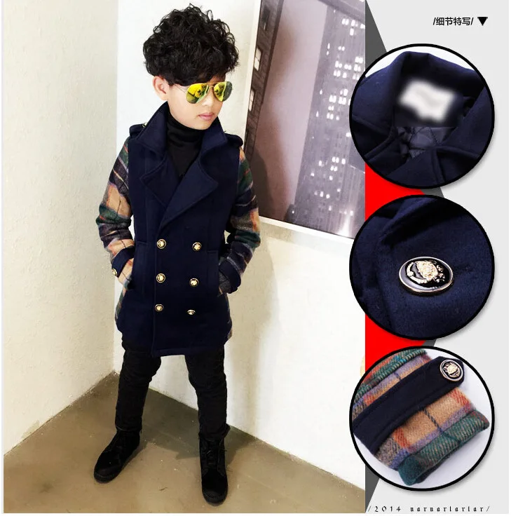 

Winter Boys Long Overcoats thicken warm Children's Windbreakers infant winter jacket for kids boys overcoat wool Kids Blazer