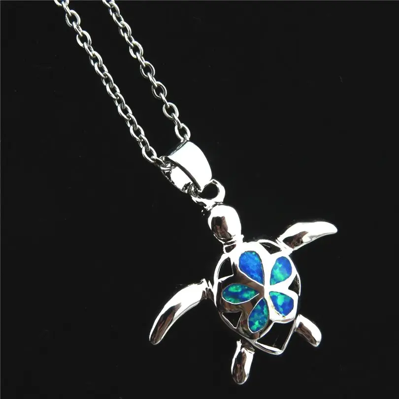 GLOWCAT Blue Fire Opal Stone Turtle Pendant Necklace Rhinestone Tortoise Charm Women Girl Stainless Steel Rolo Chain Necklace GLOWCAT Blue Fire Opal Stone Turtle Pendant Necklace Rhinestone Tortoise Charm Women Girl Stainless Steel Rolo Chain Necklace
