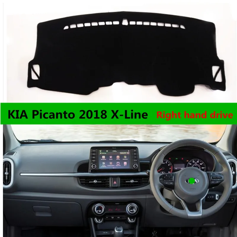 TAIJS Right hand drive car dashboard cover mat for KIA Picanto X line 2018 Dust Proof Auto