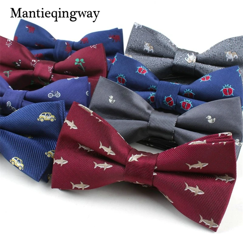 

Mantieqingway Cartoon Fish Pattern Bow Tie for Mens Polyester Animals Floral Printed Bowties for Mens Wedding Party Neckwear Tie