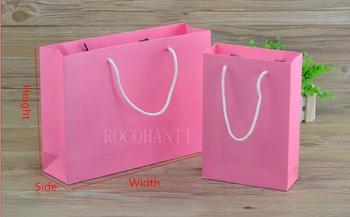 50x толстый напечатанный на заказ матовый бумажный пакет эко продвижение хозяйственная сумка розового цвета F2125