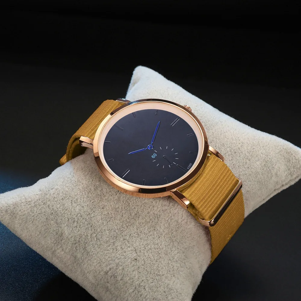 Women Fashion Nylon Cloth Band Analog Quartz Round Wrist Watch Watches