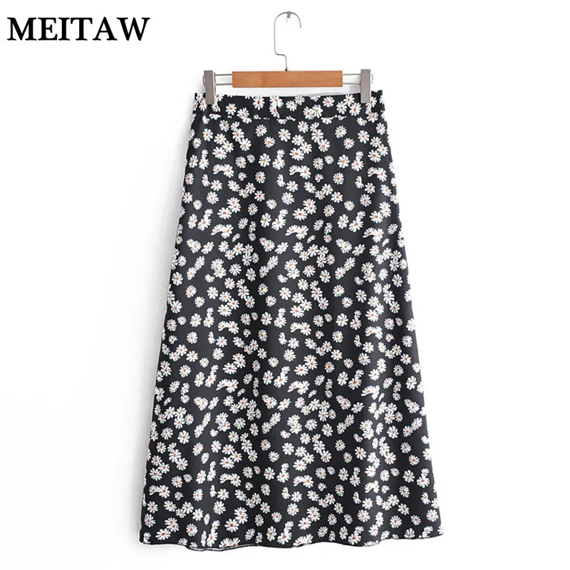 

Sweet Daisy Flower Print Long Skirt Women High Waist Pleated Skirt 2019 Summer Chic Vacation Maxi Skirt Ladies Holiday Skirts