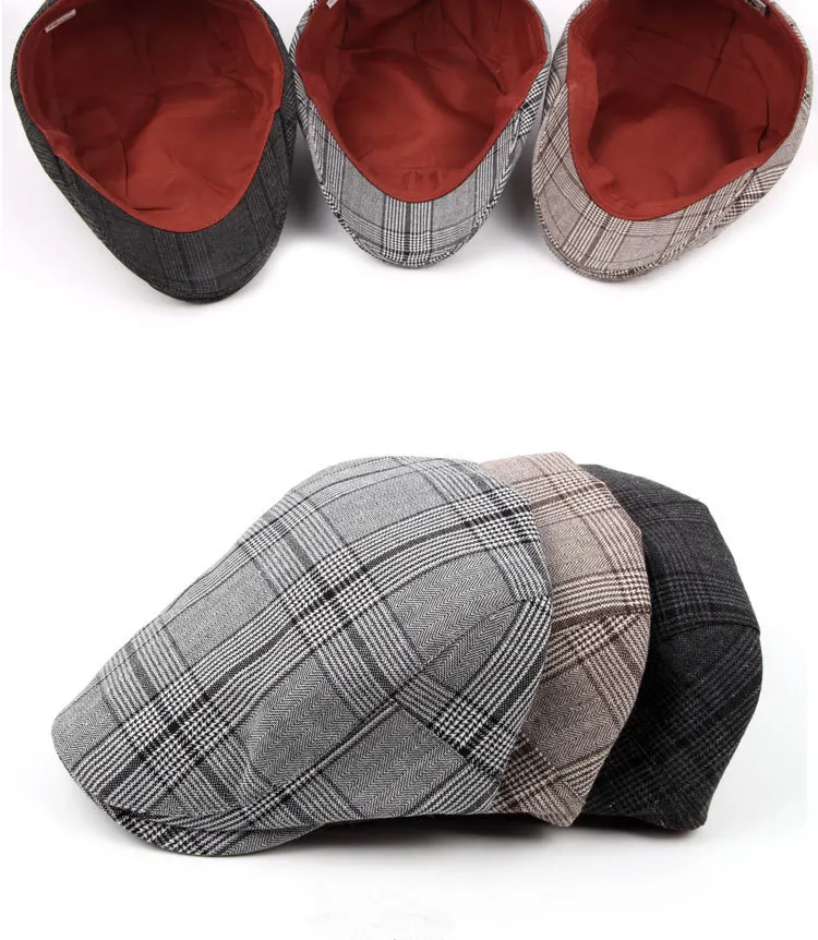 New Fashion Striped Beret Cotton Flat Hats For Men Women Newsboy Cap