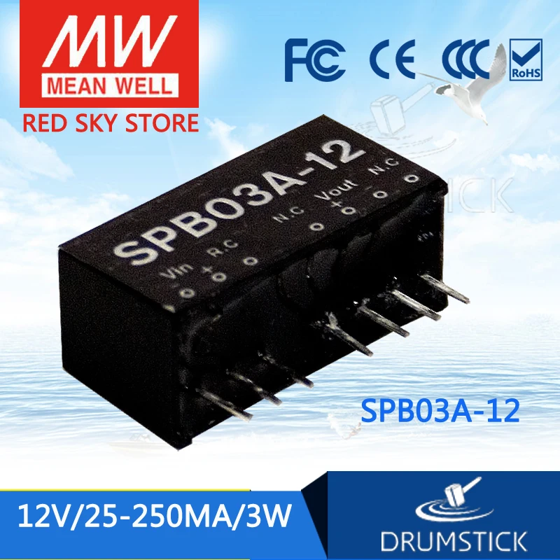

MEAN WELL SPB03A-12 12V 250mA meanwell SPB03 12V 3W DC-DC Regulated Single Output Converter