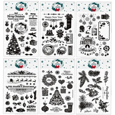 

Merry Christmas silicone clear stamp plant scrapbooking seal handmade DIY card notebook roller
