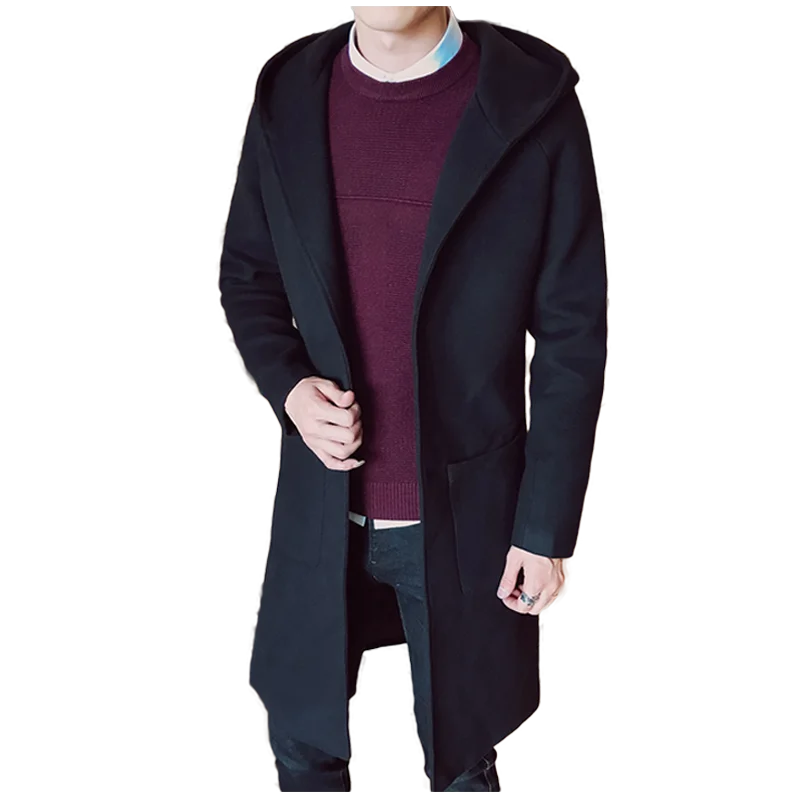 2018 New Autumn Korean Thick Wool Coat Youth Solid Medium Long Sections Windproof Coat Slim Fit Business Casual Woolen Coats 2018 New Autumn Korean Thick Wool Coat Youth Solid Medium Long Sections Windproof Coat Slim Fit Business Casual Woolen Coats