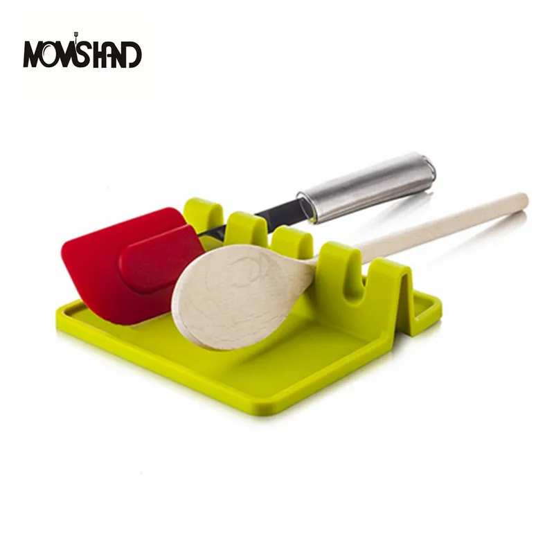 MOM'S ручные кухонные инструменты Кухонная силиконовая ложка для отдыха посуда держатель для кухонной лопатки термостойкие