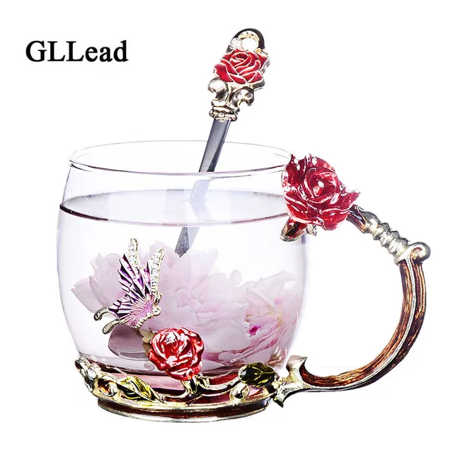Gllead High Quality Enamel Gl Coffee Mug 350ml Cups With Gllead High Quality Enamel Gl Coffee Mug 350ml Cups With Handle And Spoon Fashion