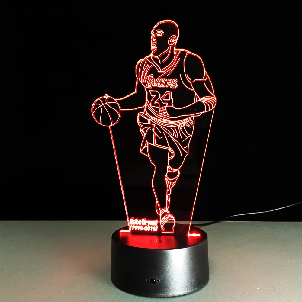 

Newest Novelty 3D Visual Acrylic Light NBA Kobe Bryant LED Night Light USB Bedroom Table Lamp Colorful Gradient Atmosphere Lamp
