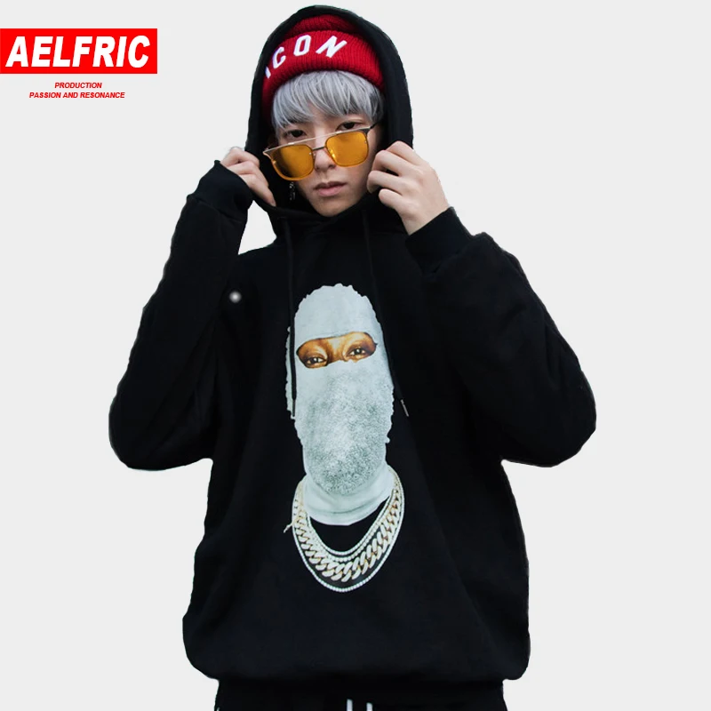 

AELFRIC Harajuku Pearl Masked Man Print Hoodies Streetshirt 2018 Autumn Men Hip Hop Casual Hooded Pullover Hoodie Sweatwear LY19