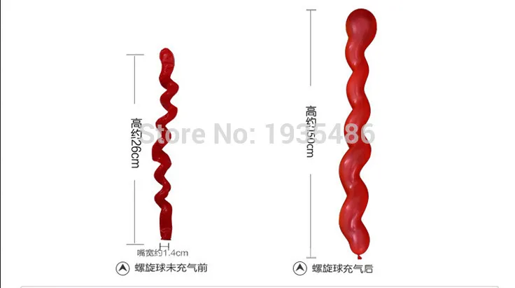 Дешевые инвентаризации 100 PieceLoose длинные воздушные шарики "Спираль" винтообразный воздушный шар наизнанку праздничные воздушные шары