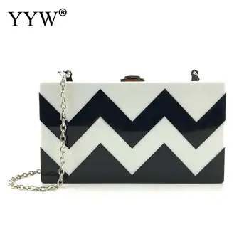 

2018 Strip Clutch Box Bag Pvc Acrylic Evening Clutch Box Bag For Women Designer Women Chain Shoulder Handbag Phone Purse new
