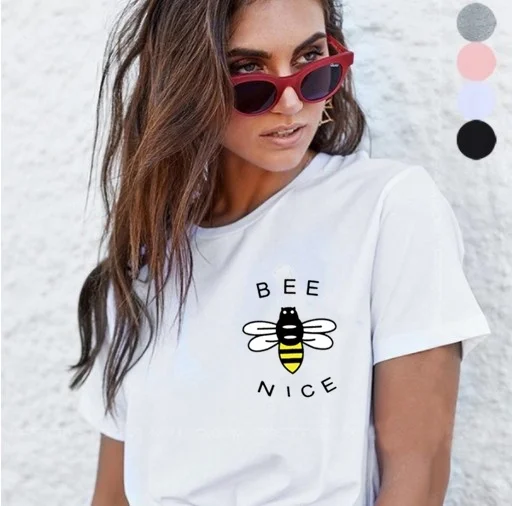 Cena Kuakuayu xsx biały różowy pszczoła rodzaj druku kobiety przyczynowy T Shirt kobiety wegańskie topy natura kochanek pszczelarz koszula zapisz dzień ziemi Top