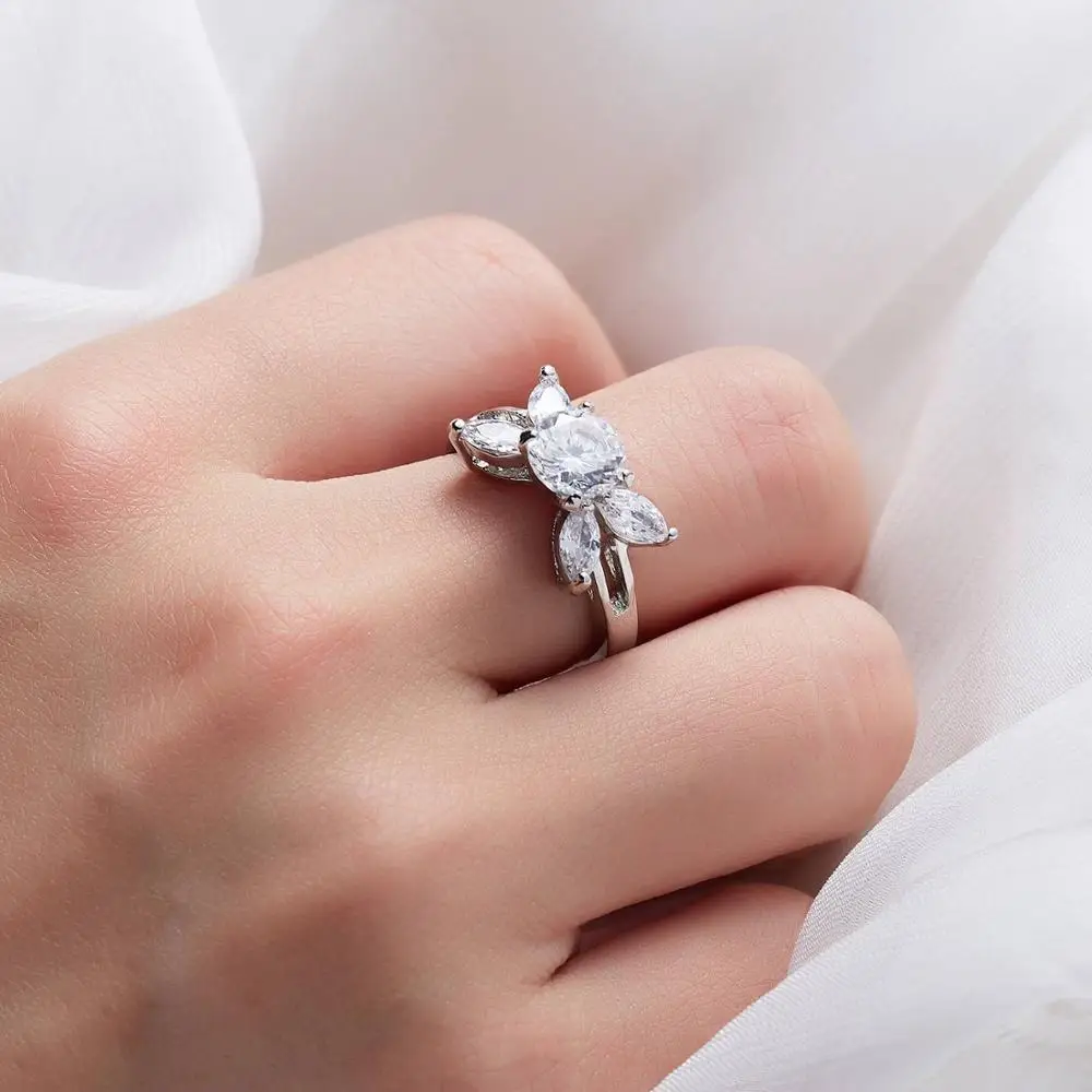 Rinhoo Новое Поступление Женское кольцо с цирконом для помолвки Элегантный Кристалл австрийский Свадебный CZ модные ювелирные Кольца Подарочные - Цвет основного камня: 3