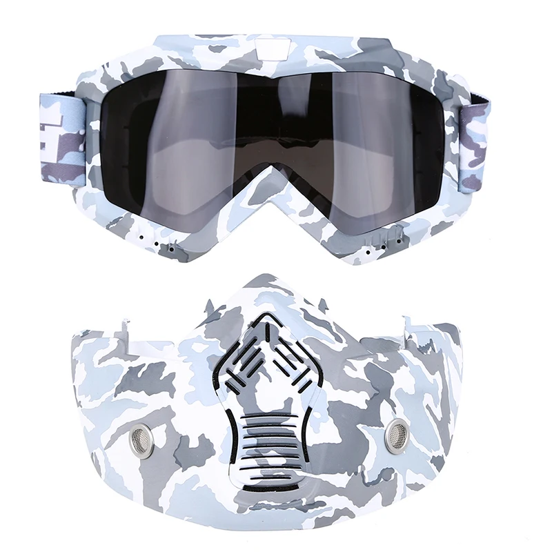 Posbay мотоциклетные очки маска для лица Пылезащитная маска съемные защитные очки для мотоциклов рот фильтр для кафе гонщик Скутер лицо шлем - Цвет: Type 5 Brown Lens