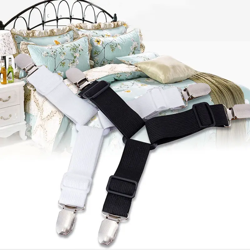 

4 Pcs Bed Sheet Adjustable Clip Holder Mattress Blankets Grippers Cover Fasteners With Metal Clips UYT Shop