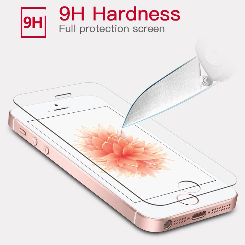 9 H الزجاج المقسى واقي للشاشة حقيبة لهاتف أي فون 7 7 زائد 4 4 S 5 5 S 5C 5SE 8X6 6 S زائد XR Xs ماكس غطاء الهاتف طبقة رقيقة واقية