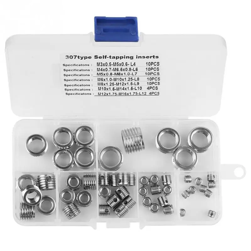 

58Pcs/Set Self Tapping Thread Inserts Stainless Steel Thread Repair Insert Screw Repair Tools thread repair kit