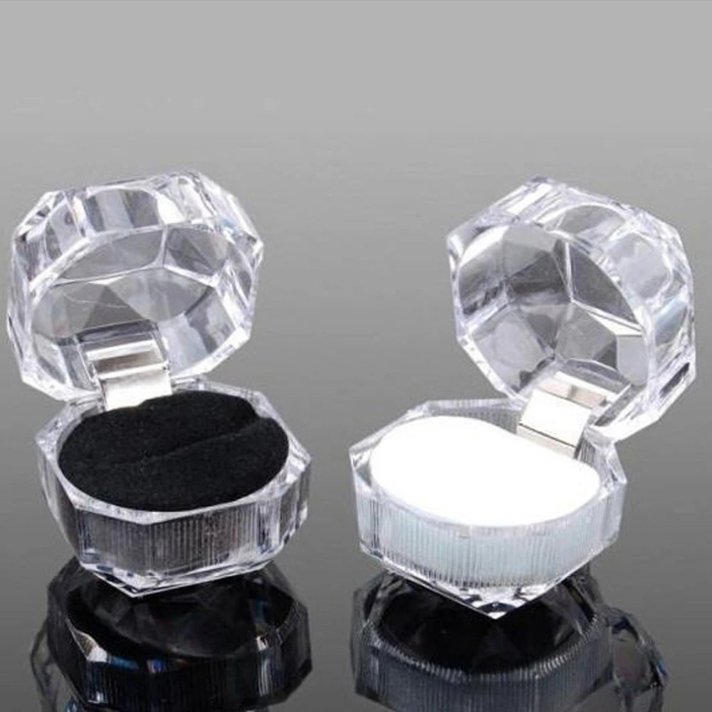 20pcs/lot Hot Sale Jewelry Package Ring Earring Box Acrylic Transparent Wedding Packaging Jewelry Box jewellery display boxes wholesale