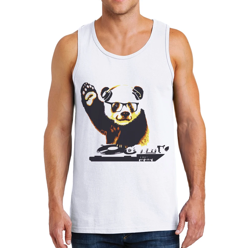 Tanks Top Sleeveless Shirt Fit Mens Panda Play Games Cotton