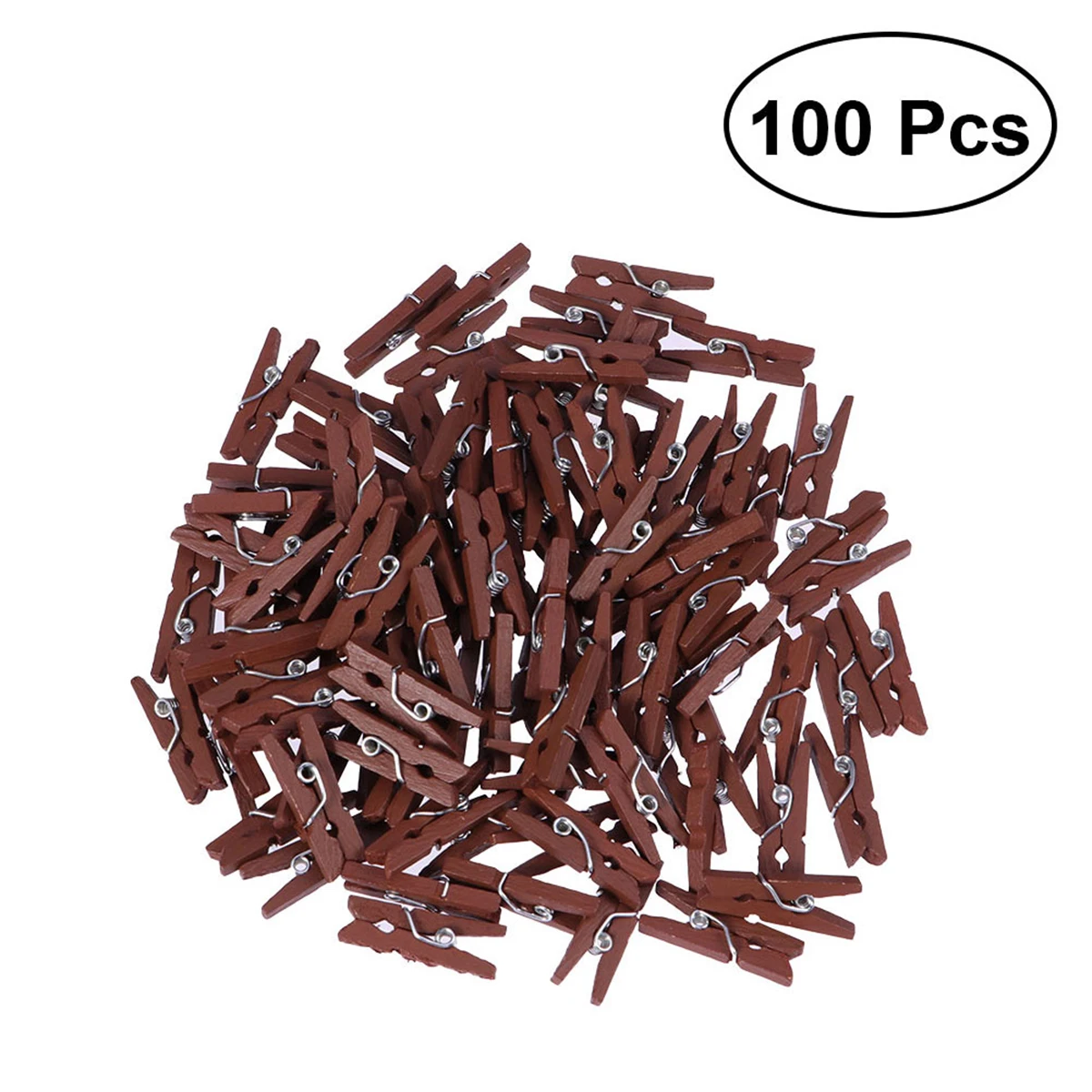 100 pcs Mini Natural Wooden Paper Clips Clothespin Clips Picture Photo