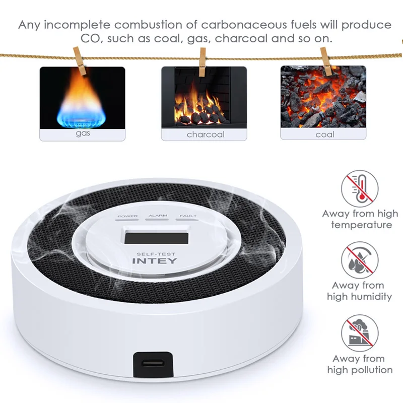 

LCD Alarm CO Detector Universal Home Security Carbon Monoxide Alarm Gas Detector 500mAH CO Alarm Detection