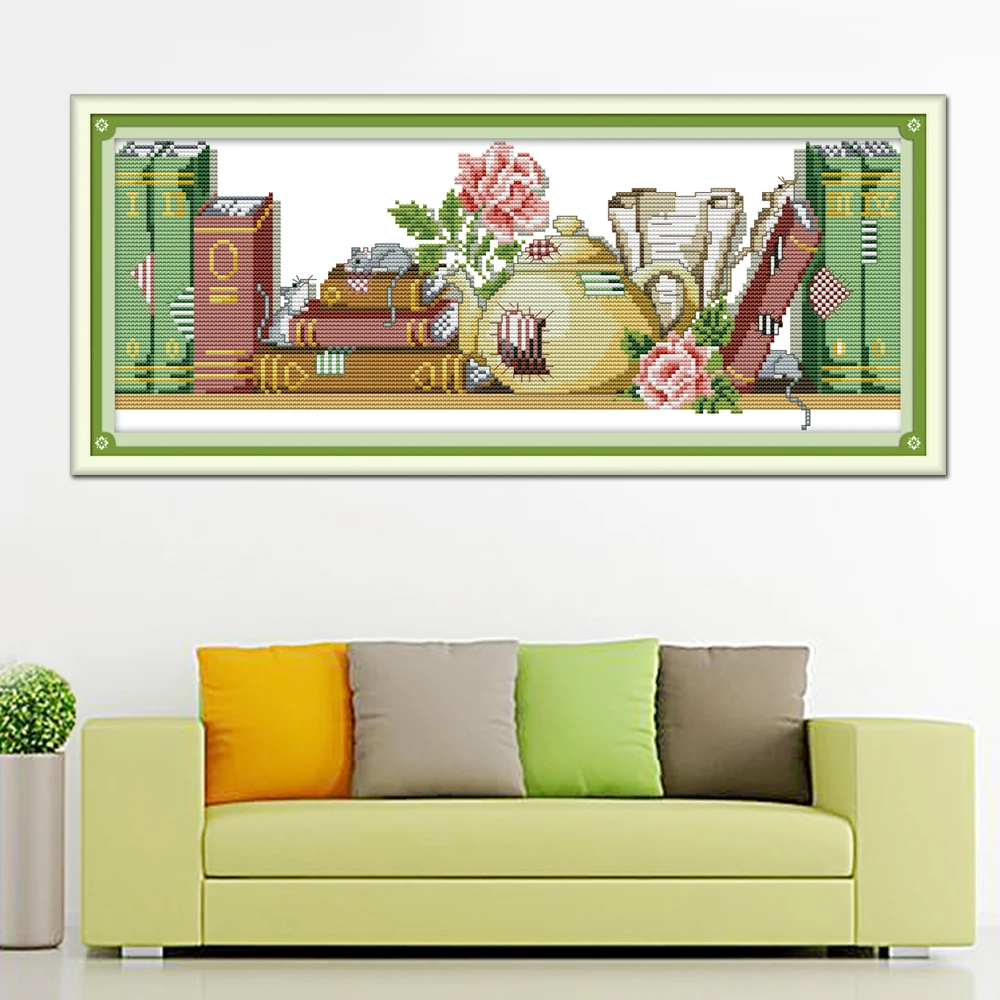 Joy Sunday мышь любит книги вышивка крестиком DA269 14CT 11CT счетные и штампованные мыши