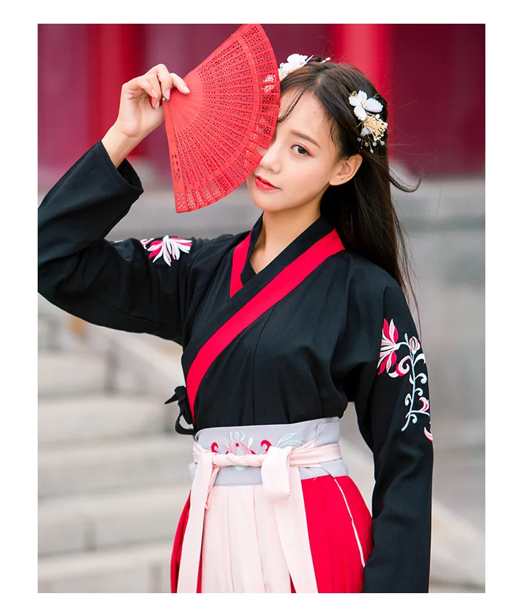 Hanfu женское народное платье ушу Одежда Женская Китайская одежда в старинном стиле платье Чонсам традиционная китайская одежда для женщин - Цвет: top