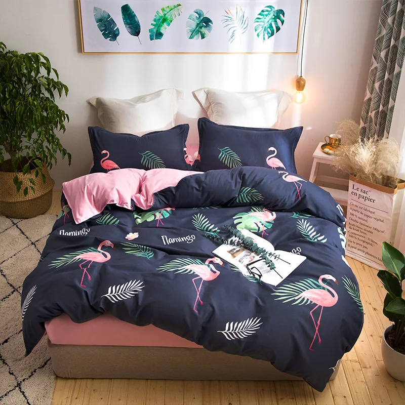 

European American Popular Flamingo Pattern Bedding Set new Fashion Bed Sheet Duvet Cover Sets king Queen full twin Bed Linens