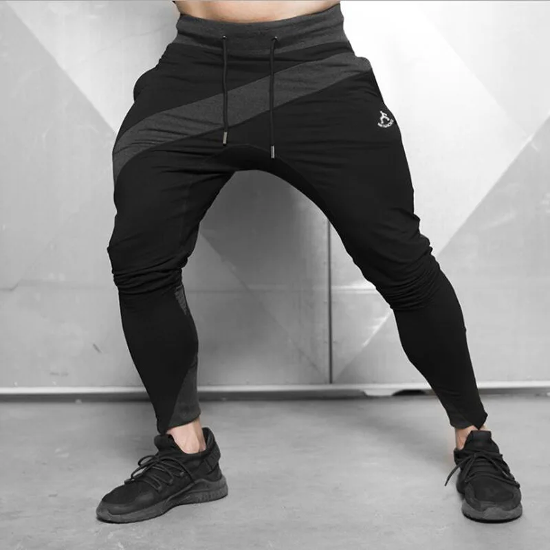 

Mens High Cotton Gyms Fitness Autumn New Training Stitching Pants Fashion Casual Solid Color Pencil Vanquish Pants Jogging Pants