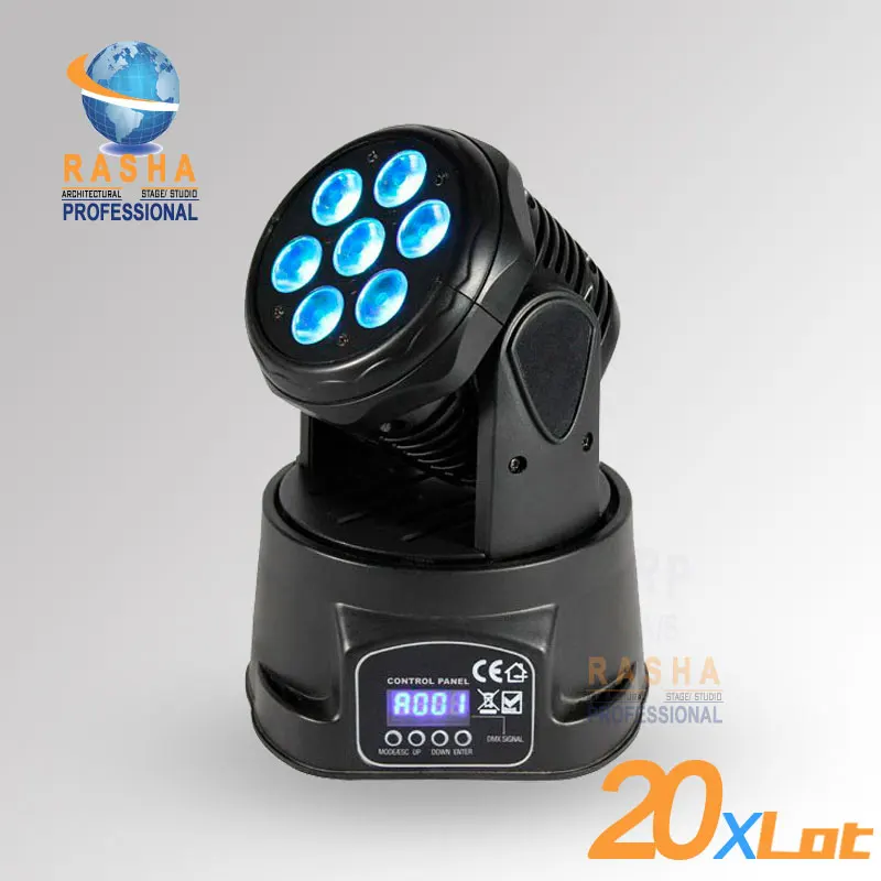

20PCS CHINA STAGE LIGH SUPPLIER 7pcs*10W 4IN1 RGBW MINI LED Moving Head Light,Wash Light,American DJ Light