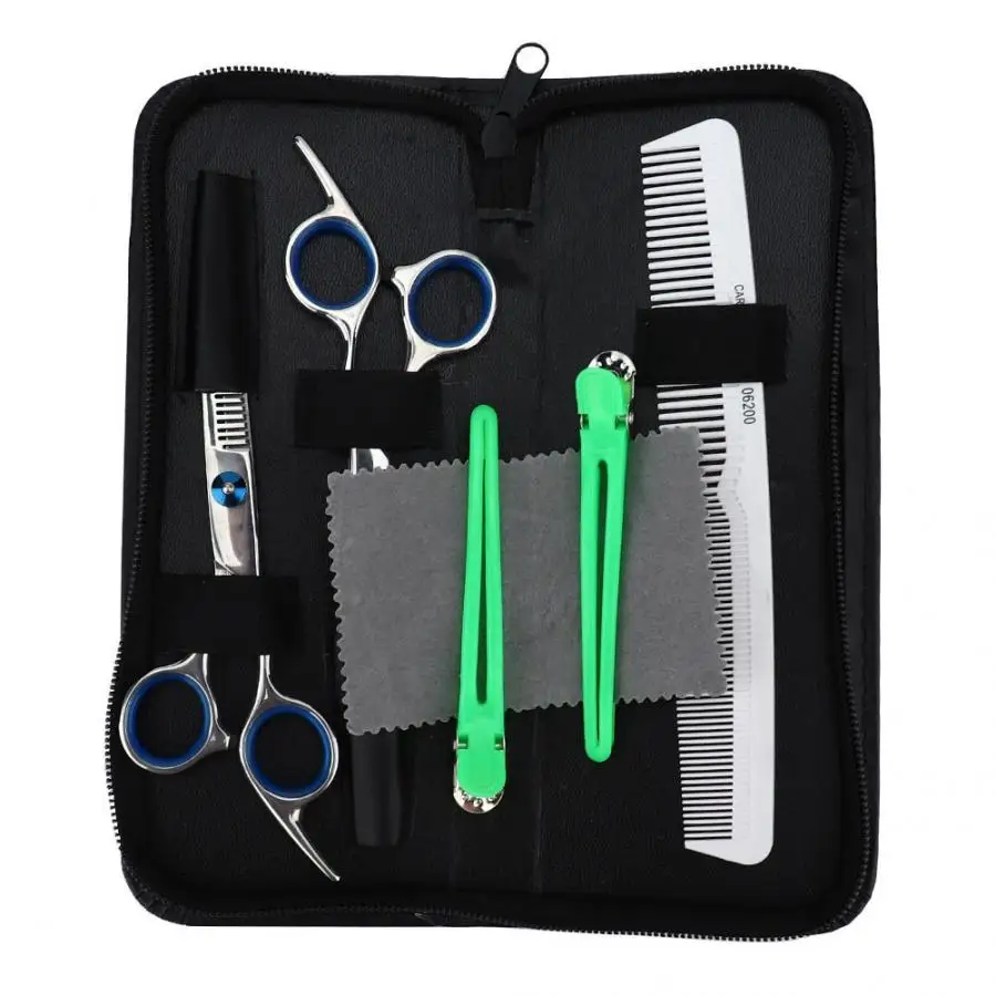 

5pcs Professional Haircut Scissors Clips Comb Kit Barber Cutting Thinning Shear Comb Set Hairdressing Tool