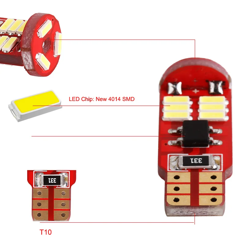 10 шт. T10 W5W 194 168 светодиодный Canbus 4014 SMD Ошибок Лампы Автомобильный светодиодный Внутренний Карта Лампы для чтения двери номерной знак авто лампы 12V