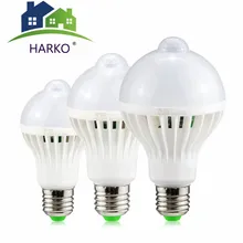 LED PIR Motion Sensor Lamp E27 220V 5W 7W 9W Automatic ON/OFF LED Bulb Light Sensitive Human Body Movement Detector Night Lights
