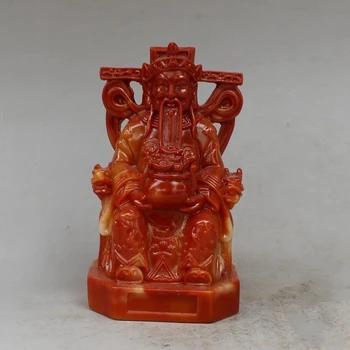 

4" China hand-carved shoushan stone Jambhala ingot Chair statue Sculpture