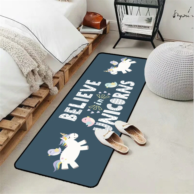 AOVOLL, милые Мультяшные единороги, темно-синие коврики, коврики для кухни, коврики для гостиной, коврики для двери, уличные водонепроницаемые Нескользящие коврики
