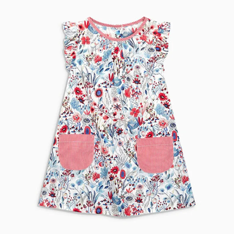 Г. Little maven/детский бренд; Новинка г.; летнее пляжное платье из чистого хлопка с цветочным принтом и карманами для маленьких девочек