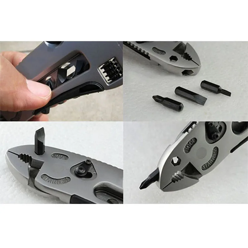 Adjustable Pocket Multifunctional Stainless Steel Wrench Screwdriver Pliers Knife Outdoor Self defense Survival Tactical Kits