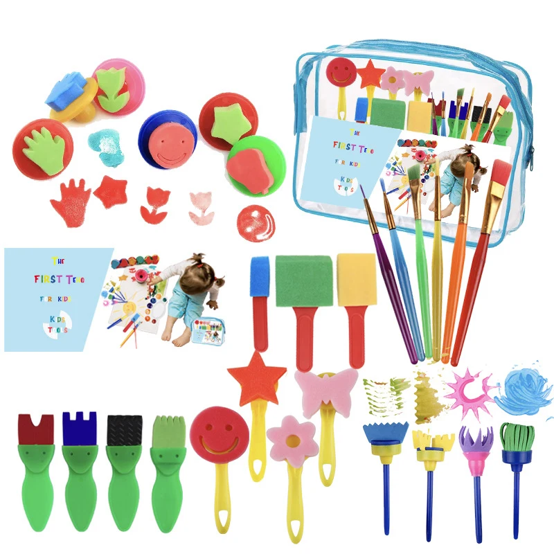 Children painting brush sponge seal early education kindergarten puzzle