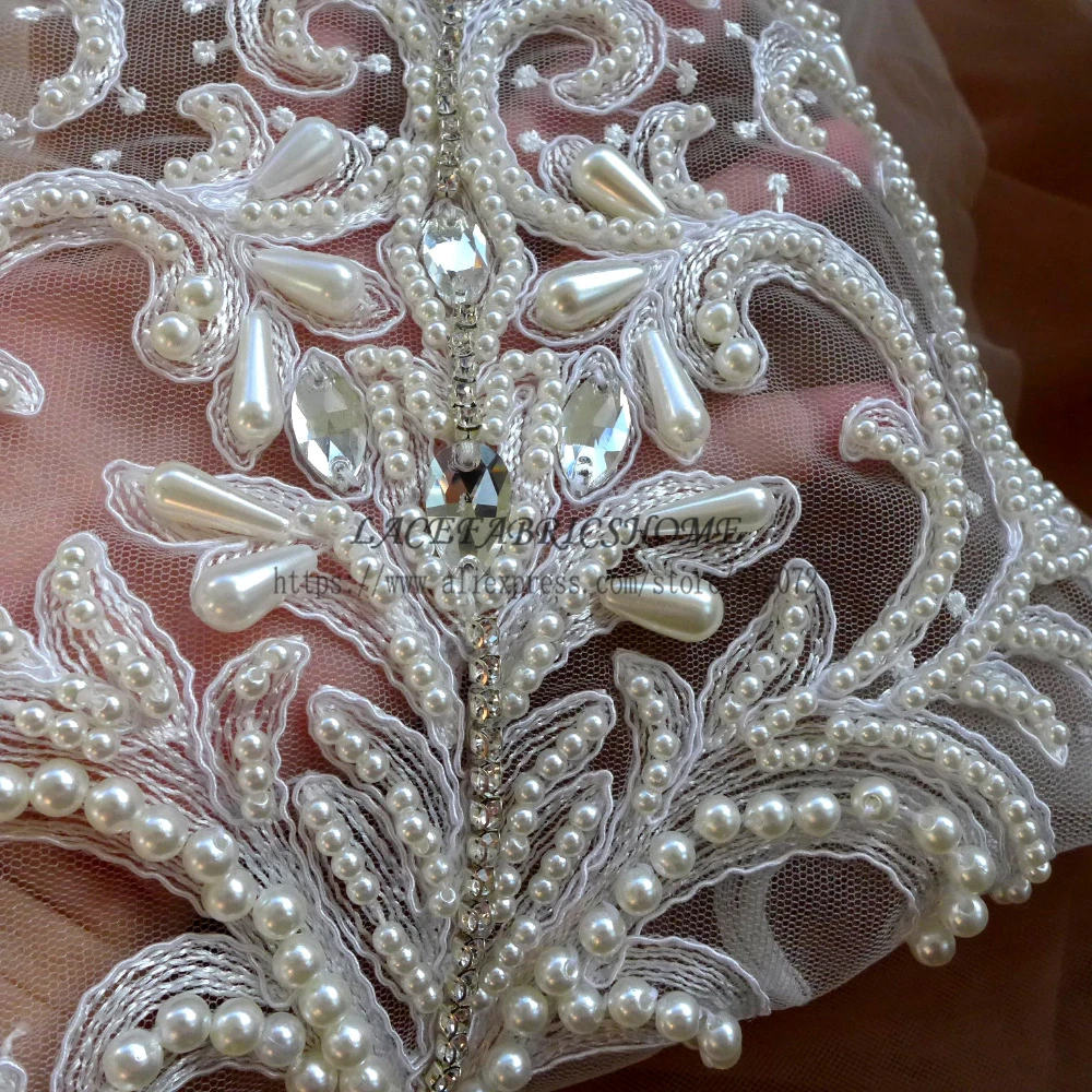 Parche blanco con pedrería para vestido de novia, parche de La Belleza  hecho a mano con perlas y diamantes de imitación, 32x35cm|dress  patches|rhinestone patchpatches patches - AliExpress