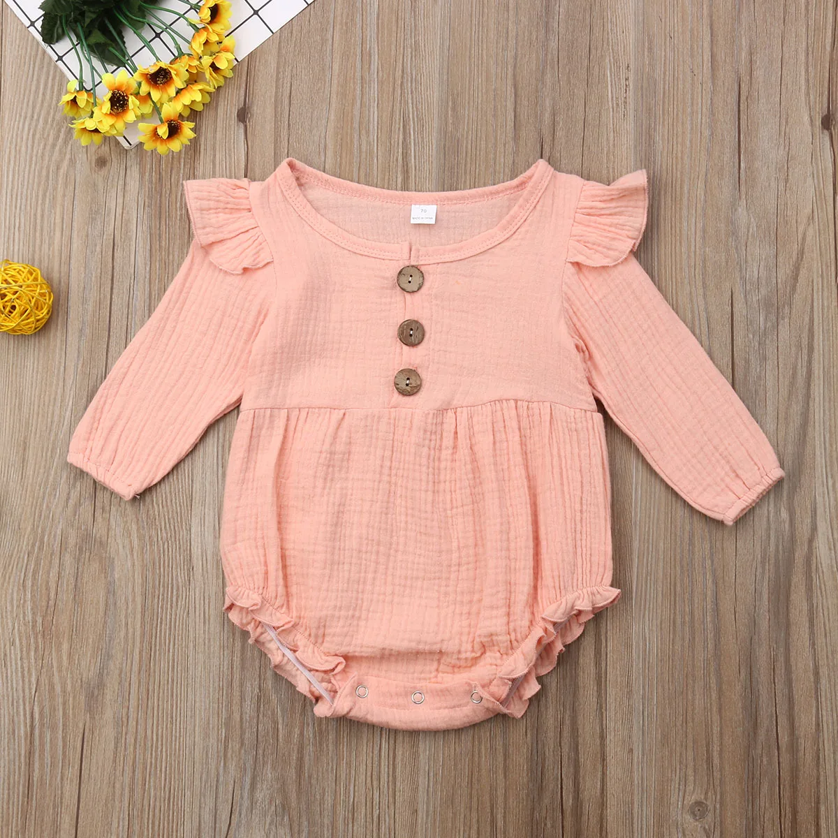 0-24M Summer Toddler Infant Baby Girl Boys Bodysuits Solid Long Sleeve Ruffles Jumpsuit Sunsuit Clothes 0-24M Summer Toddler Infant Baby Girl Boys Bodysuits Solid Long Sleeve Ruffles Jumpsuit Sunsuit Clothes