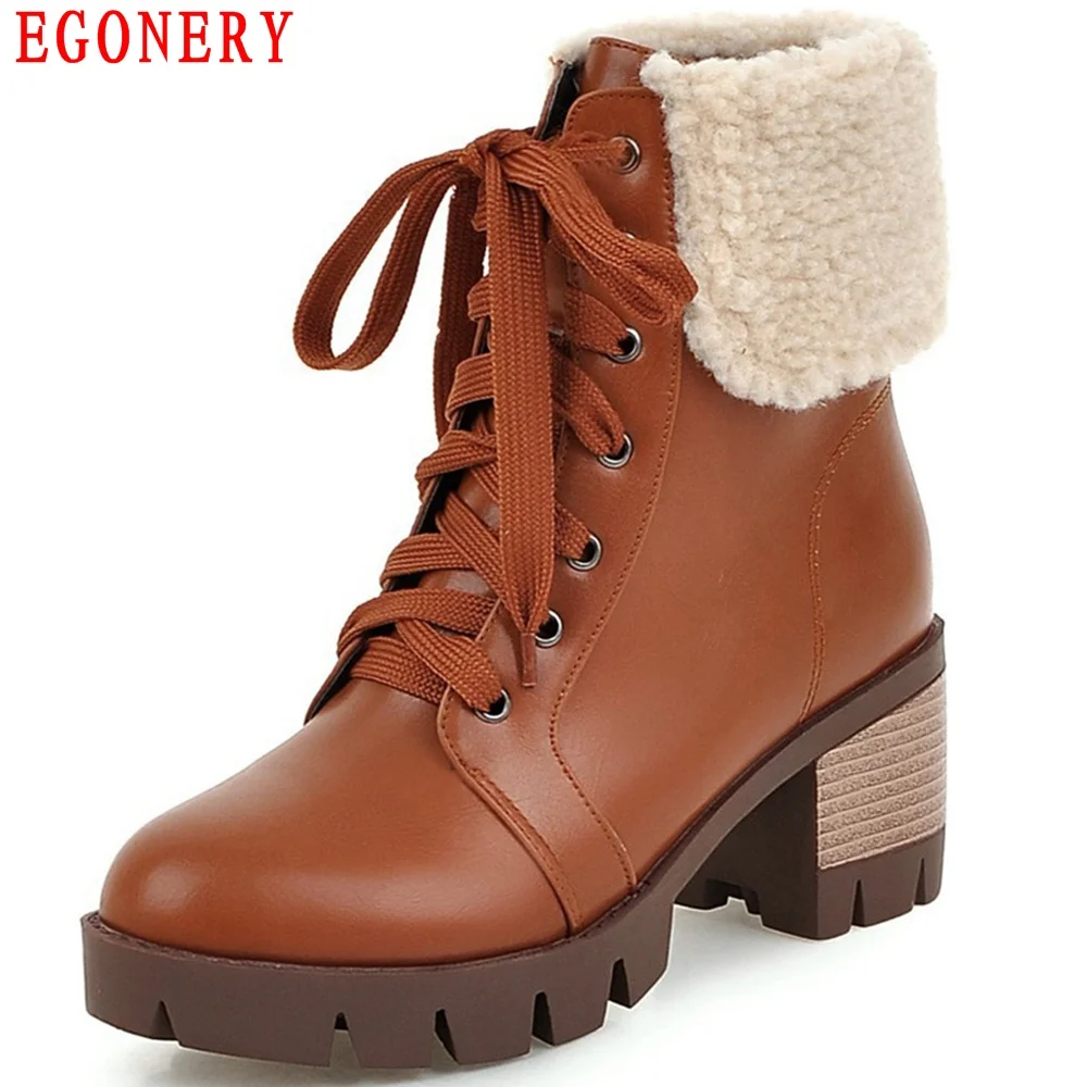 EGONERY Thick Sole Platform Heels Rubber Non Slip Bottom Block Chunky