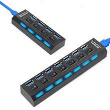 EASYIDEA мини-концентратор USB 3,0 высокоскоростной 5 Гбит/с 4/7 портов Портативный Micro USB 3,0 концентратор с переключателем и внешним адаптером питания