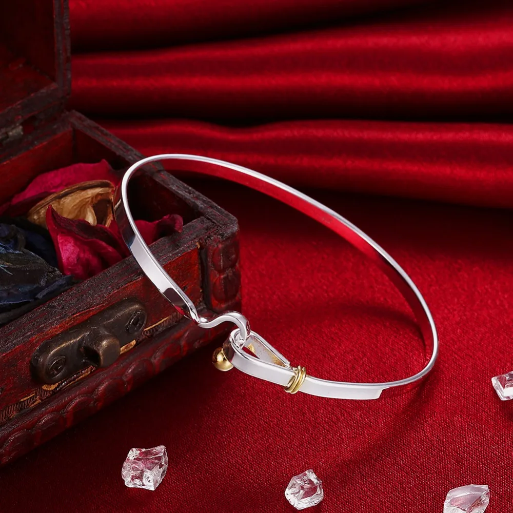Оригинальные 925 серебряные браслеты для женщин в ювелирном изделии простой браслет Круглый Серебряный Модный женский мужской классический браслет для влюбленных