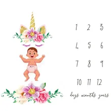 Реквизит для фотосъемки для маленьких девочек и мальчиков, фотосъемка, веха, акварельное одеяло с единорогом, ковер