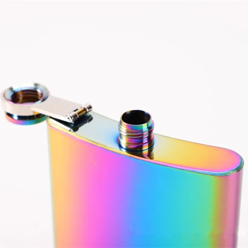 8oz Portable Stainless Steel Colorful Hip Flask Flagon Whiskey Wine Pot Bottle+Funnel+Cup Travel Tour Classic Drinkware Gift Set