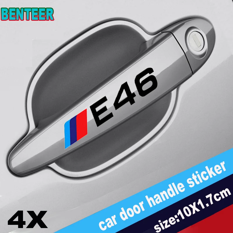 4 шт./лот новинка E30 E34 E36 E39 E46 E60 E90 F01 F02 F10 F20 F30 F48 F87 логотип наклейка на дверную ручку