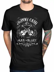 Джонни кэш Man in Black Для мужчин футболка черный все SizeCasual с круглым вырезом и принтом топы футболки Для мужчин футболка новый